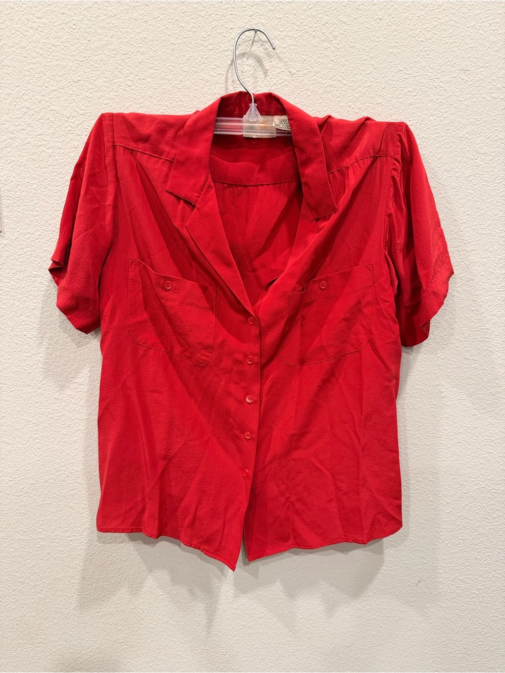 Liz Claiborne 100% silk coral Short-Sleeve Button-Down